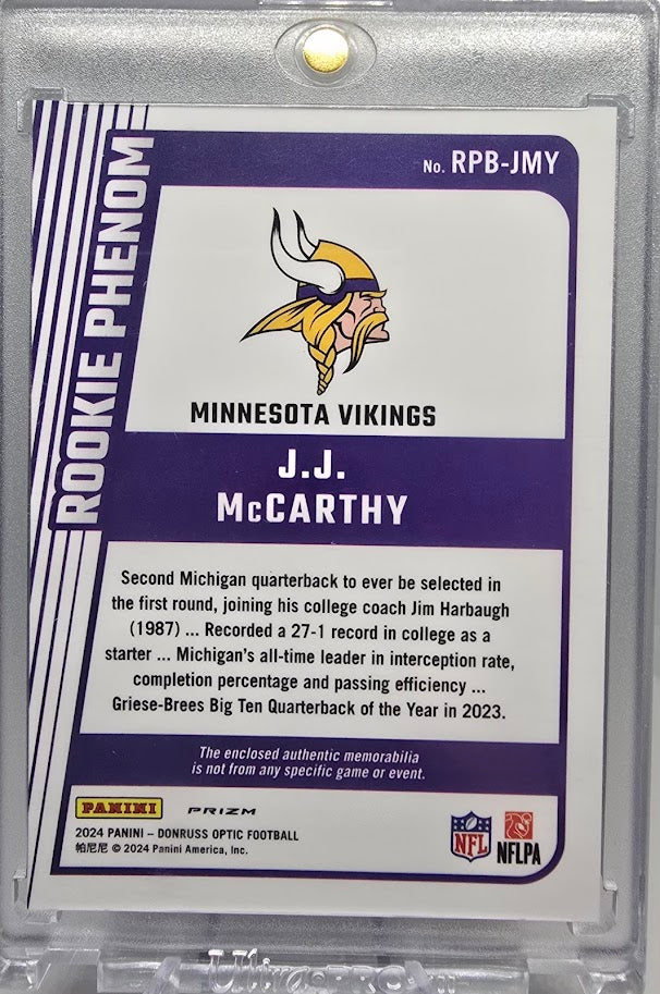 2024 Donruss Optic Rookie Phenoms Patch J.J. McCarthy RC