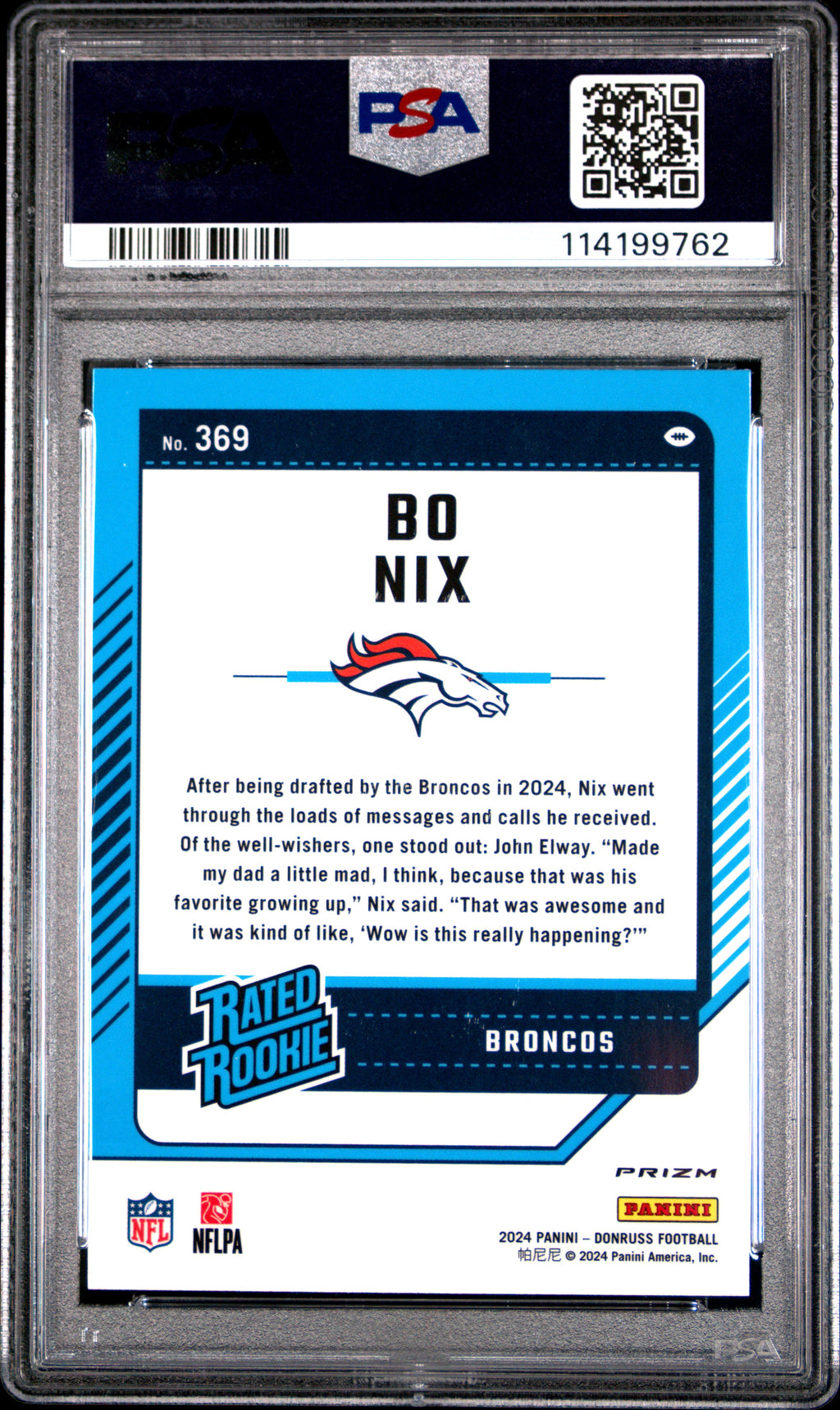 2024 DONRUSS OPTIC PREVIEW 369 BO NIX PSA 10
