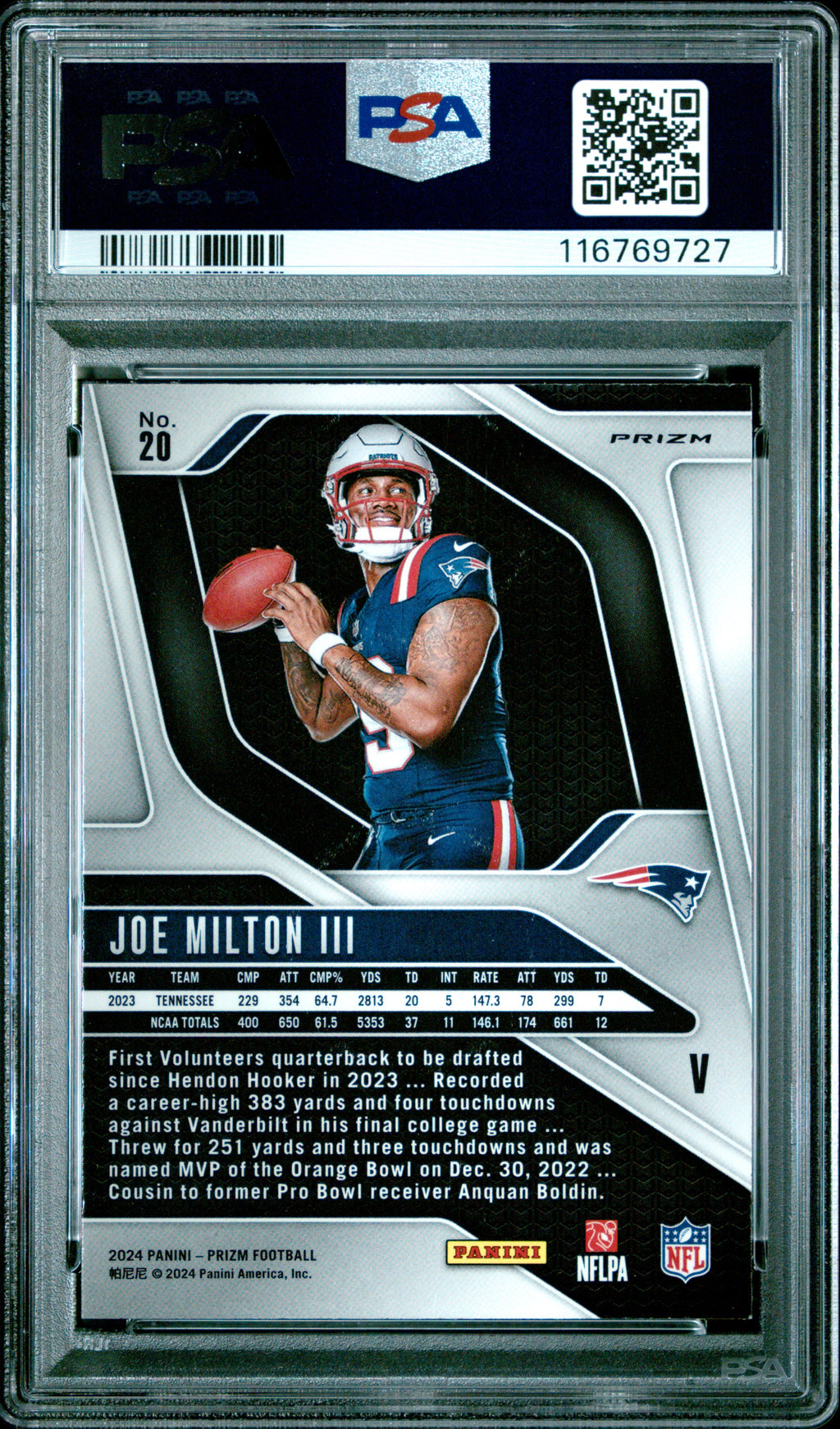 2024 PRIZM ROOKIE VARIATIONS JOE MILTON III 401 PSA 9