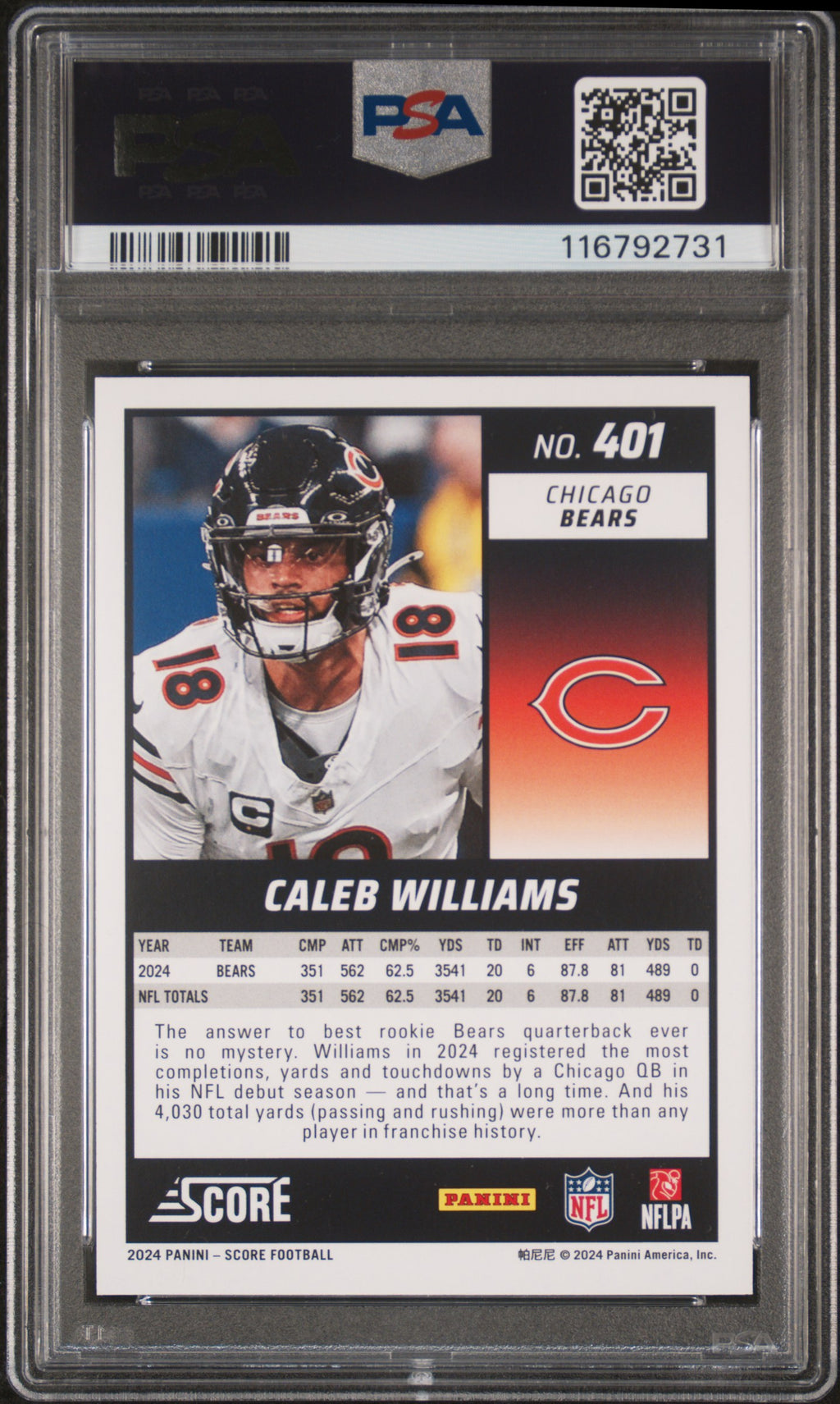 2024 SCORE CALEB WILLIAMS 401 PSA 10
