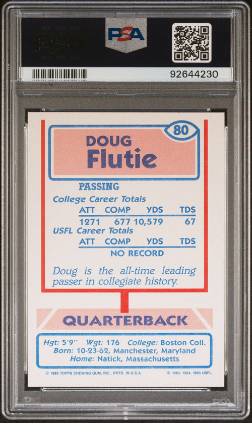 1985 TOPPS USFL DOUG FLUTIE 80 PSA 7