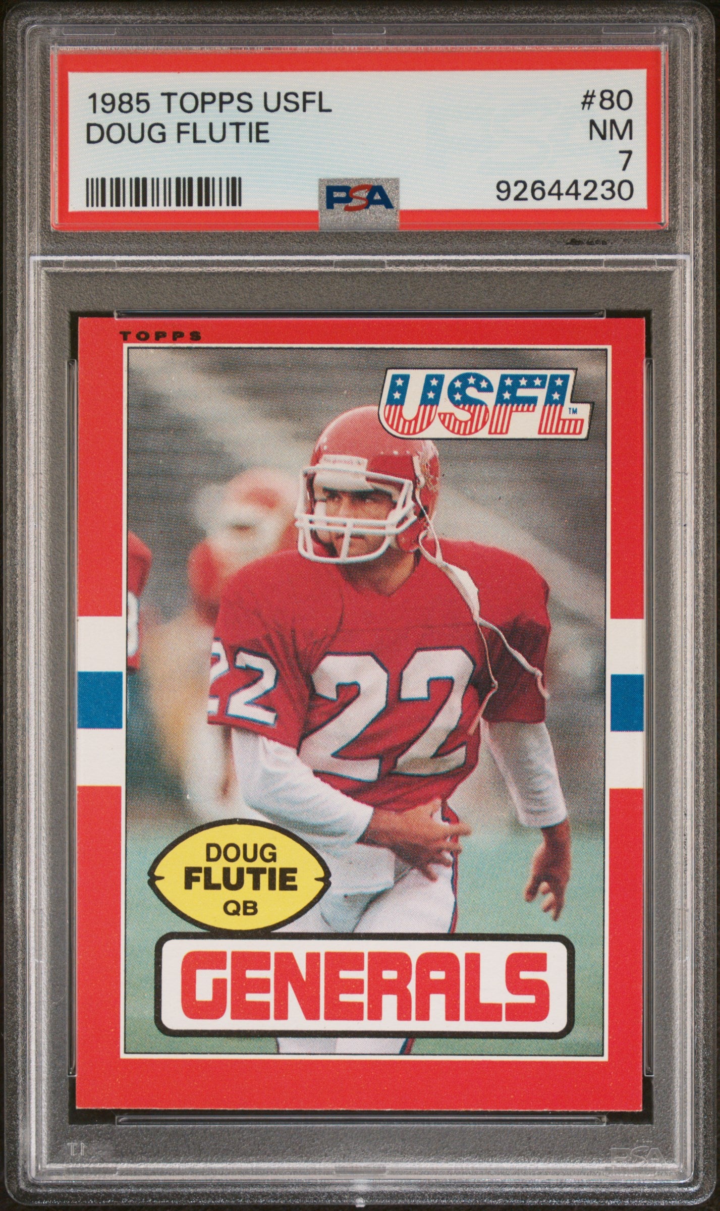 1985 TOPPS USFL DOUG FLUTIE 80 PSA 7